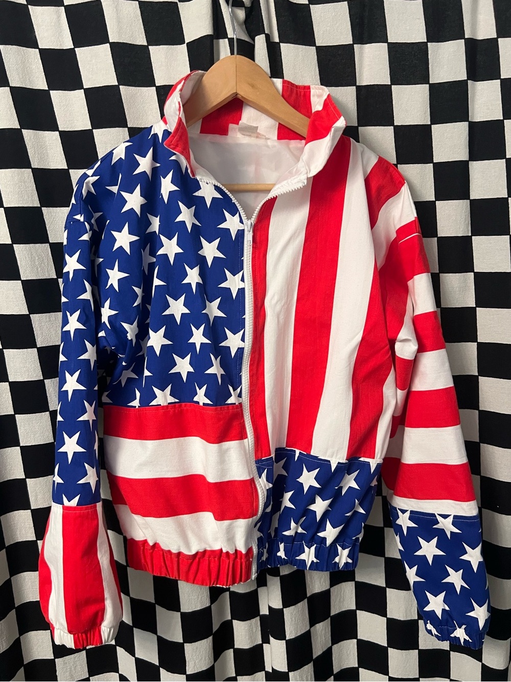 Vintage USA Carabella American Flag Bomber Jacket
